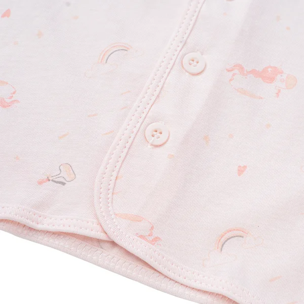 Cặp áo sơ sinh cài giữa tay ngắn Animo KV223018 (NB-12M,Hồng họa tiết_Trắng)