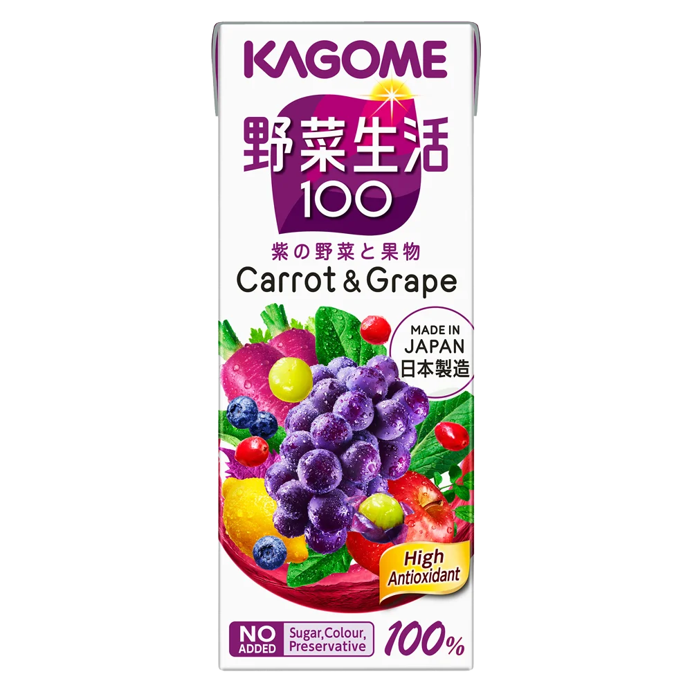 Nước ép rau củ quả, cà rốt và nho Kagome 200ml
