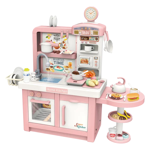 Bộ đồ chơi nhà bếp cao cấp giả định sinh động đầy đủ dụng cụ kèm bàn ăn 46pcs HW21102747_C2307 (Hồng)