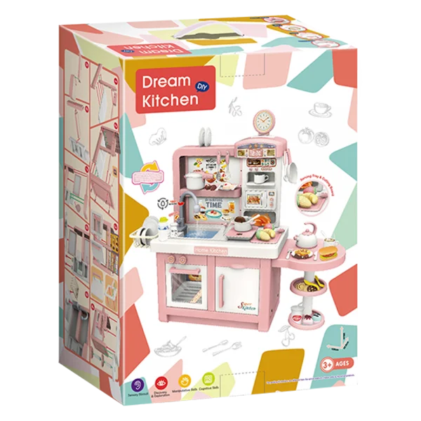 Bộ đồ chơi nhà bếp cao cấp giả định sinh động đầy đủ dụng cụ kèm bàn ăn 46pcs HW21102747_C2307 (Hồng)