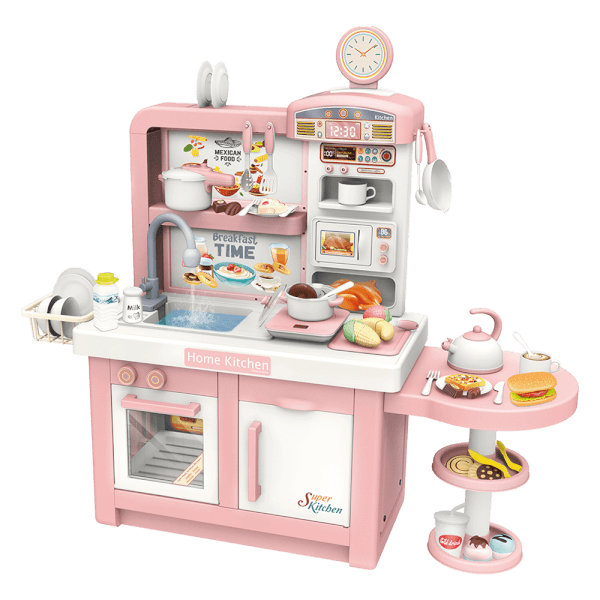 Bộ đồ chơi nhà bếp cao cấp giả định sinh động đầy đủ dụng cụ kèm bàn ăn 46pcs HW21102747_C2307 (Hồng)