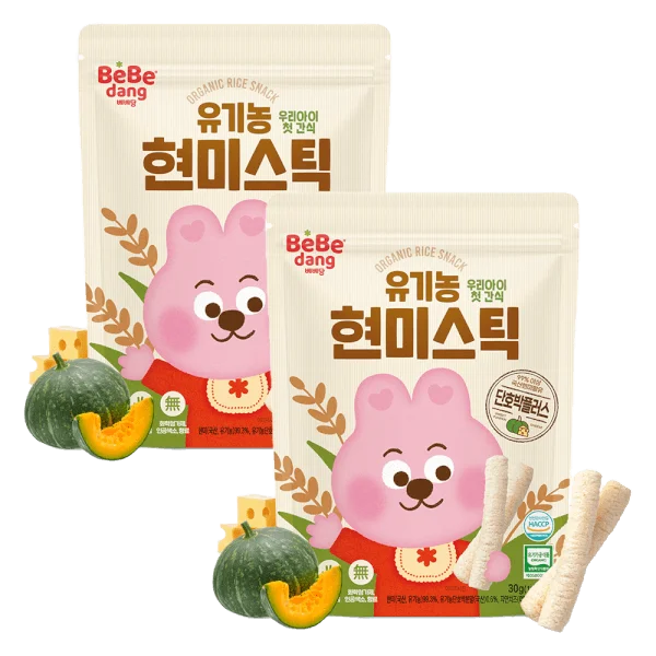 Combo 2 Bánh Gạo Lứt Hữu Cơ Bebedang Hình Que Vị Bí Đỏ