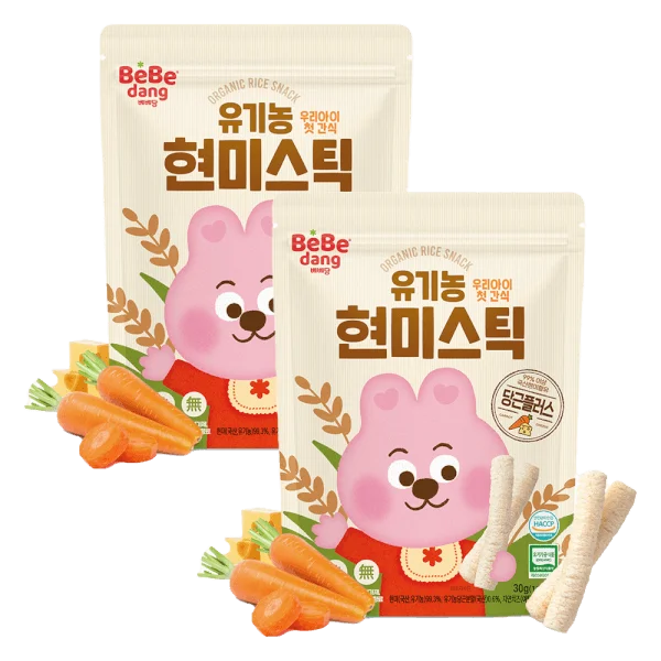 Combo 2 Bánh Gạo Lứt Hữu Cơ Bebedang Hình Que Vị Cà Rốt