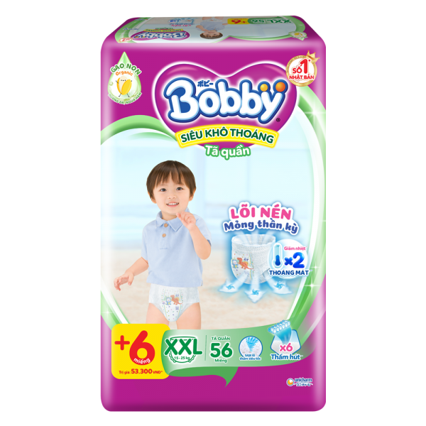 Combo 4 gói Bỉm tã quần Bobby size XXL 56 miếng (trên 16kg)