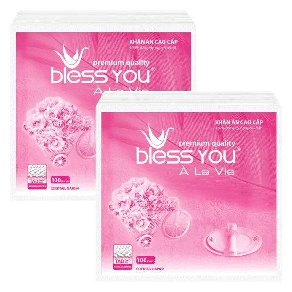 Combo 2 Khăn ăn cao cấp Bless You À la vie bịch 100 tờ