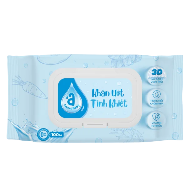 Khăn ướt tinh khiết Animo 100 tờ - Không mùi