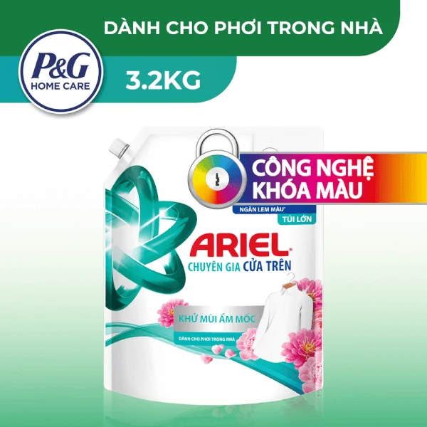 Nước giặt Ariel khử mùi ẩm mốc túi 3.2kg