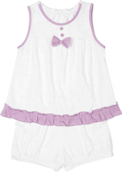 Bộ bé gái ngắn Animo TQ1122072 (6M-5Y,Trắng phối tím)