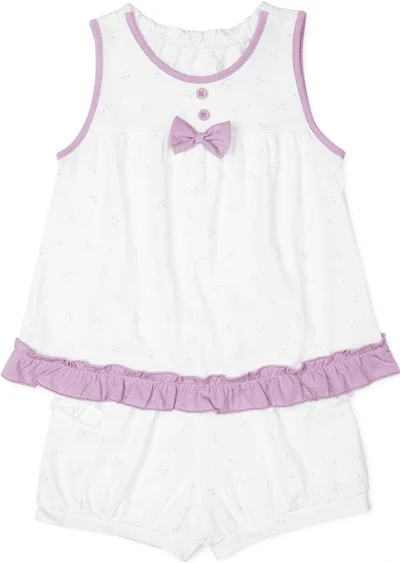 Bộ bé gái ngắn Animo TQ1122072 (6M-5Y,Trắng phối tím)