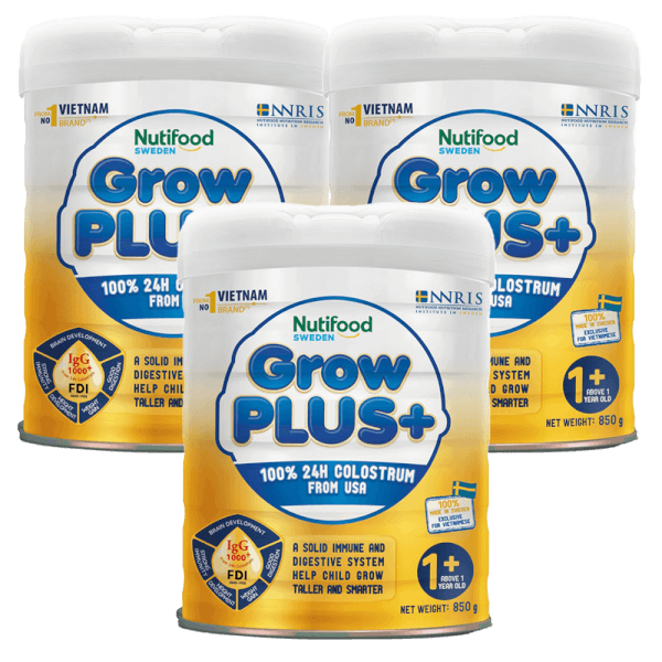 Combo 3 Sữa Nutifood GrowPLUS+ Vàng 850g (1+ tuổi)