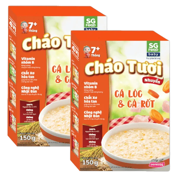 Combo 2 Cháo tươi trẻ em SG Food vị Cá lóc & Cà rốt (150g)