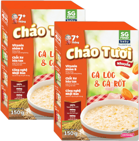 Combo 2 Cháo tươi trẻ em SG Food vị Cá lóc & Cà rốt (150g)