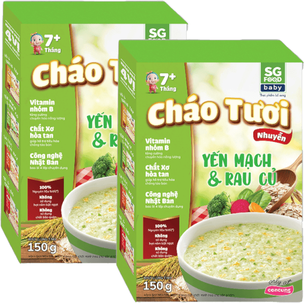 Combo 2 Cháo tươi trẻ em SG Food vị Yến mạch & Rau củ (150g)