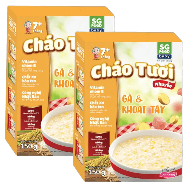 Combo 2 Cháo tươi trẻ em SG Food vị Gà & Khoai tây (150g)