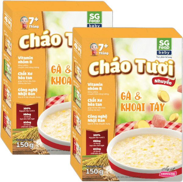 Combo 2 Cháo tươi trẻ em SG Food vị Gà & Khoai tây (150g)