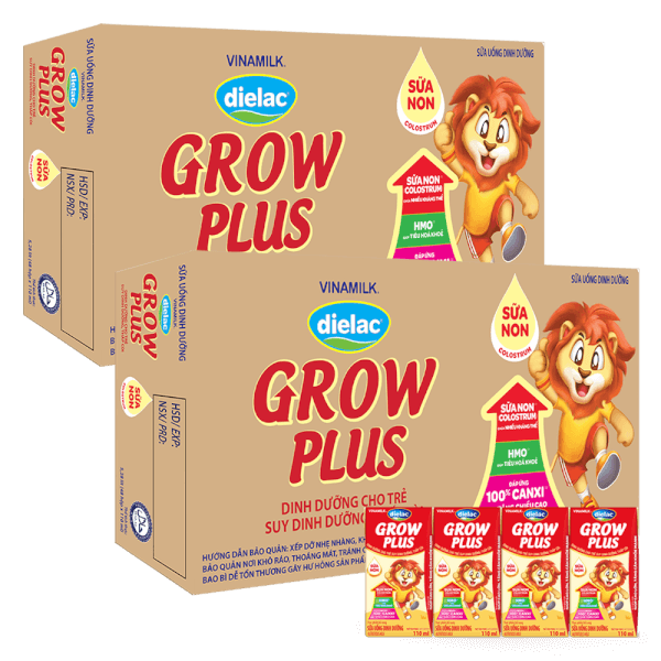 Combo 2 Thùng Sữa uống dinh dưỡng Dielac Grow Plus 110ml (Sữa Non) - Lốc 4 hộp