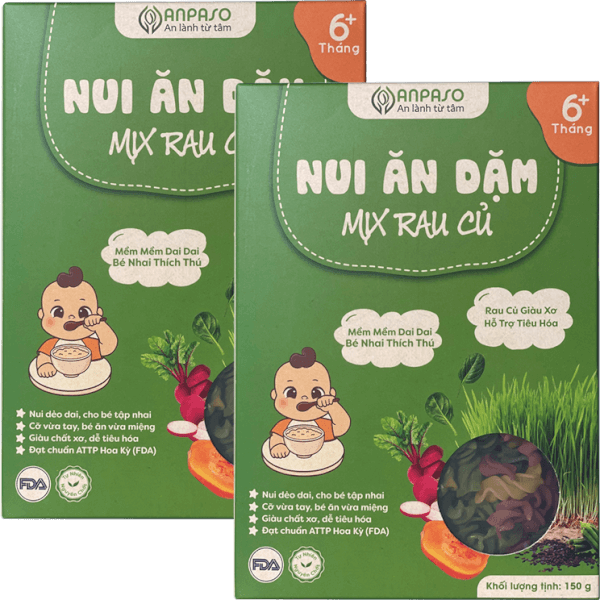Combo 2 Nui ăn dặm mix rau củ Anpaso 150g
