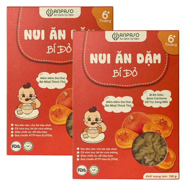 Combo 2 Nui ăn dặm bí đỏ Anpaso 150g