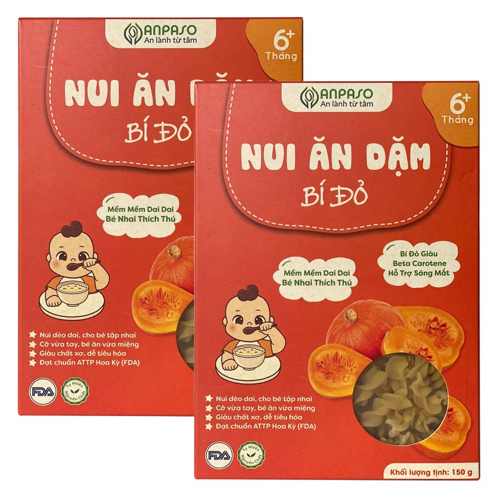Combo 2 Nui ăn dặm bí đỏ Anpaso 150g