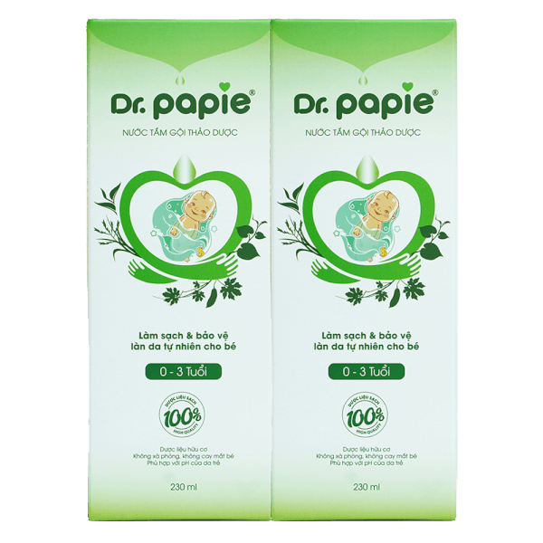 Combo 2 Nước tắm gội thảo dược Dr.Papie 230ml