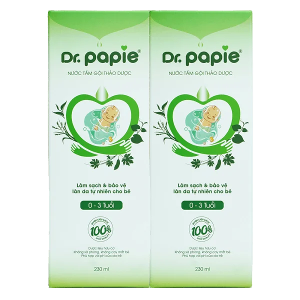 Combo 2 Nước tắm gội thảo dược Dr.Papie 230ml