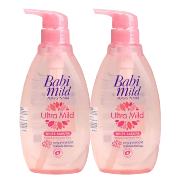 Combo 2 Sữa tắm gội trẻ em Babi Mild White Sakura chai 400ml