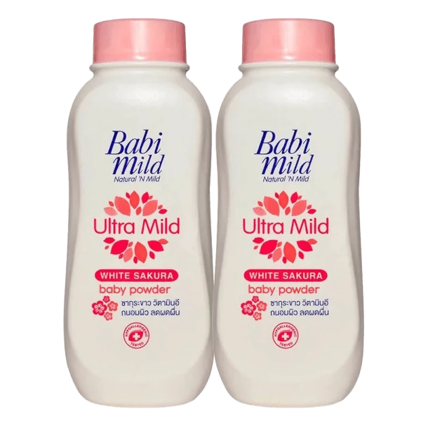 Combo 2 Phấn thơm trẻ em Babi mild White Sakura 180g