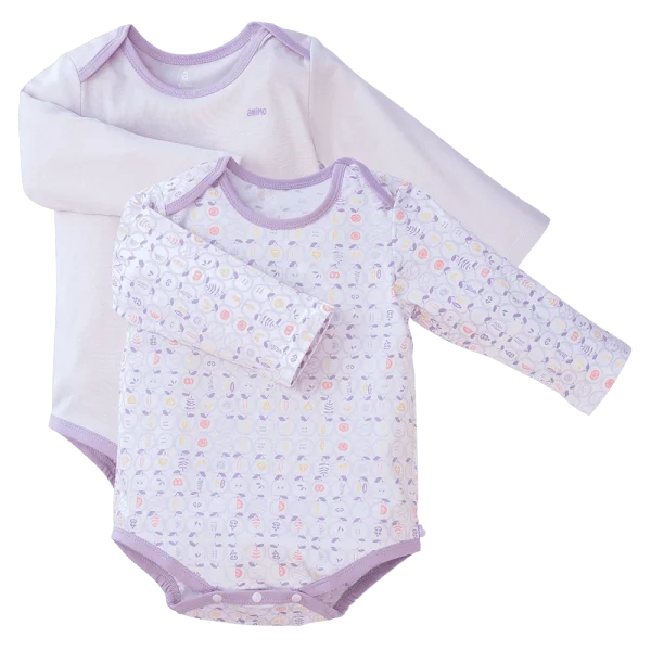 Set Bodysuit tam giác DT Animo KV423008 (0-12M,Tím_trắng họa tiết)