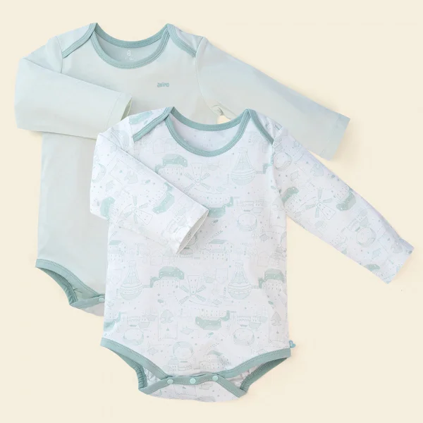 Set Bodysuit tam giác DT Animo KV423005 (0-12M,Xanh lá_trắng họa tiết)
