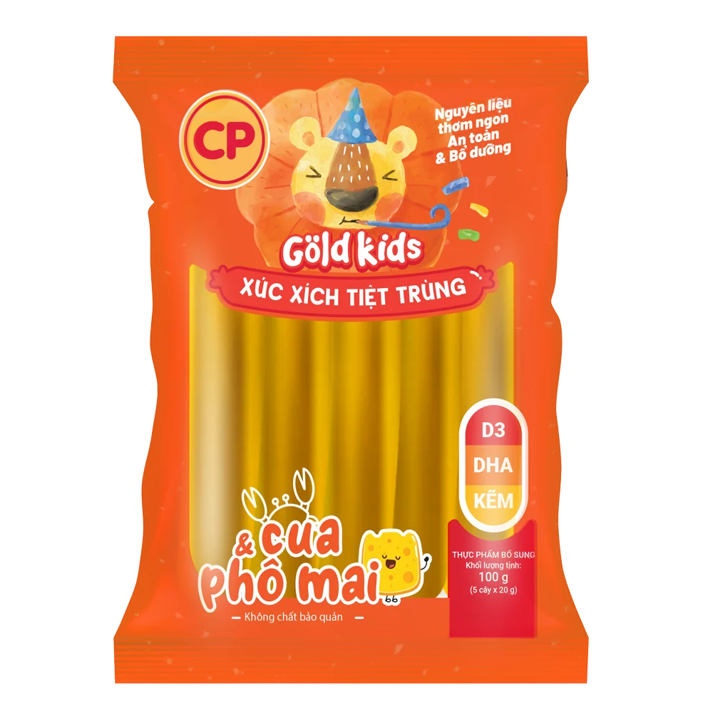 Combo 2 Xúc Xích Tiệt Trùng Goldkids Cua & Phô Mai