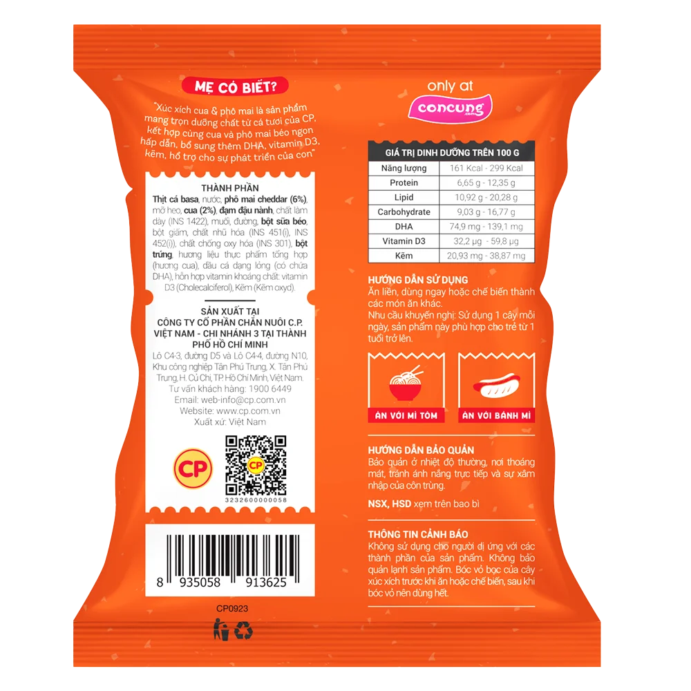 Combo 2 Xúc Xích Tiệt Trùng Goldkids Cua & Phô Mai