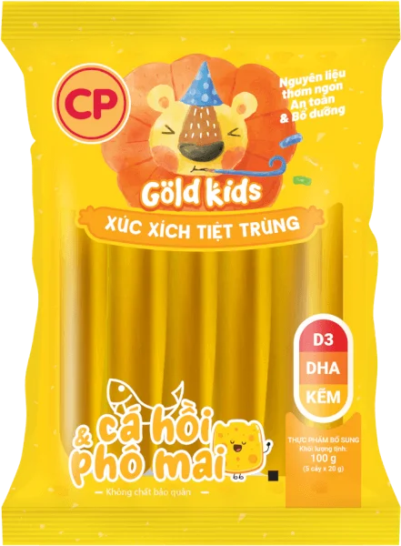 Xúc Xích Tiệt Trùng Goldkids Cá hồi & Phô Mai
