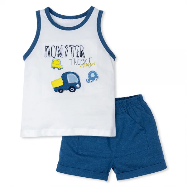 Bộ bé trai ngắn BST xe rùa bíp bíp Animo HN522041 (6M-3Y,Trắng)