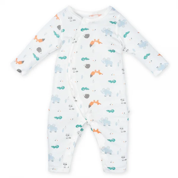 Bodysuit sơ sinh dài vải Cotton, Animo I0122003 (0-12M,Trắng)