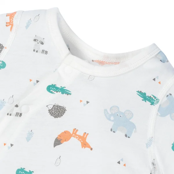 Bodysuit sơ sinh dài vải Cotton, Animo I0122003 (0-12M,Trắng)