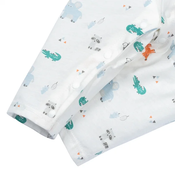 Bodysuit sơ sinh dài vải Cotton, Animo I0122003 (0-12M,Trắng)