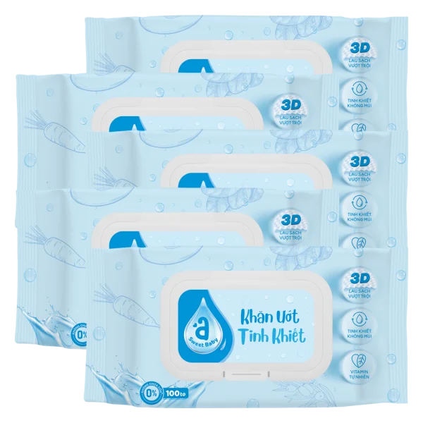Combo 5 Khăn ướt tinh khiết Animo 100 tờ - Không mùi