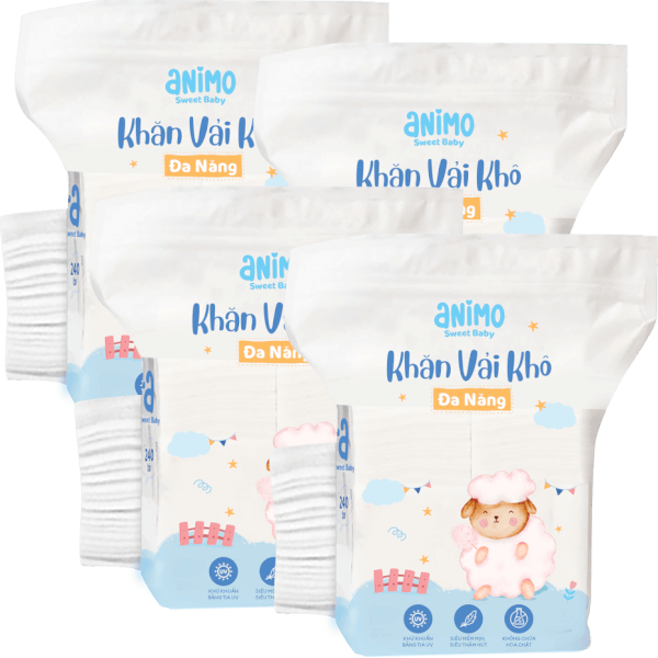 Combo 4 Khăn vải khô đa năng Animo - 240 tờ