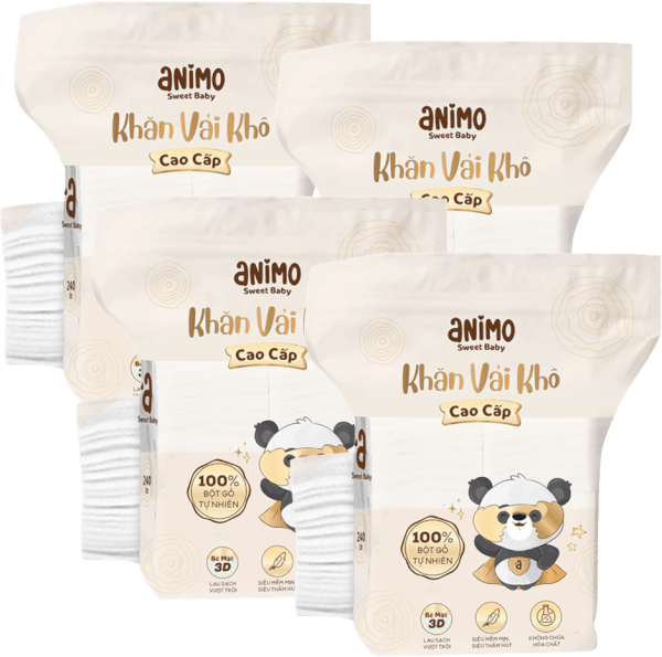 Combo 4 Khăn vải khô cao cấp Animo - 240 tờ