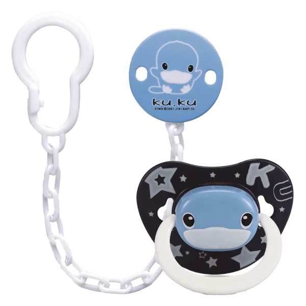 Combo 1 Dây giữ ty ngậm cho bé Kuku (KU5303) và 1 Ty giả cho bé bằng silicone (KU5513, 6M , Xanh)
