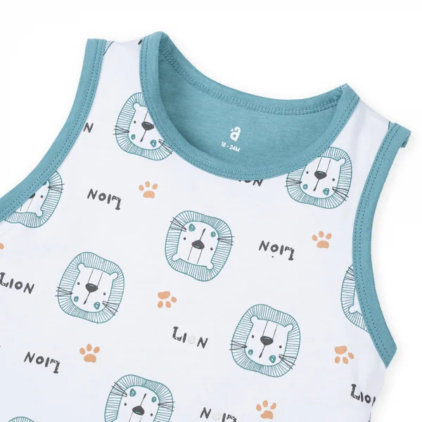 Bộ bé trai ngắn BST sư tử gầm gừ Animo B0322006 (6-24M,Xanh)