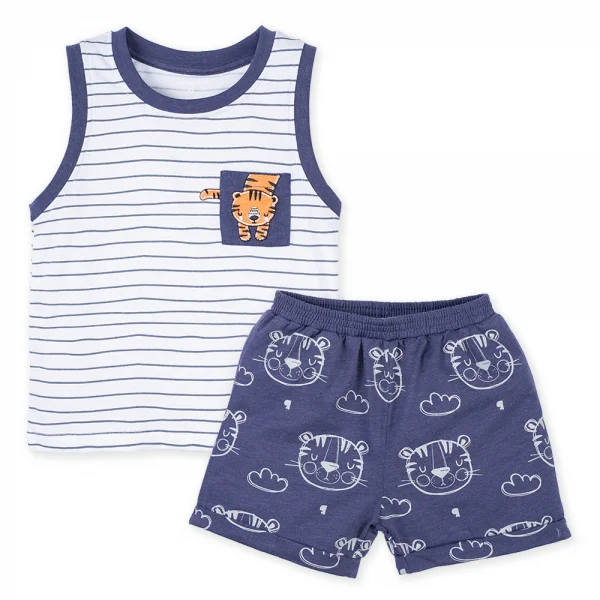 Bộ bé trai ngắn BST bé dần Animo B0222002 (6M-3Y,Xanh)