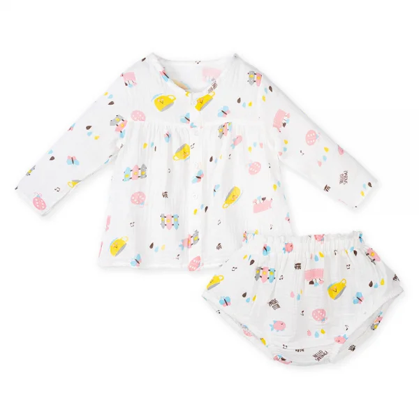 Bộ vải bé gái Animo G0122001 (6-24M,Trắng)