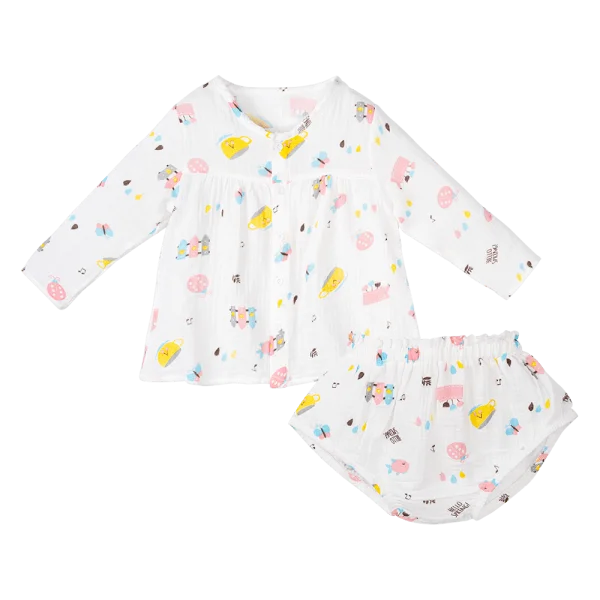 Bộ vải bé gái Animo G0122001 (6-24M,Trắng)