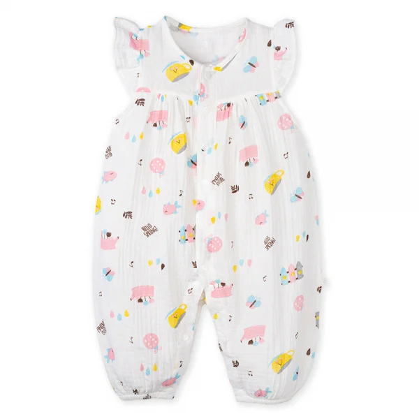 Body bé gái dài Animo G0122004 (0-12M,Trắng)