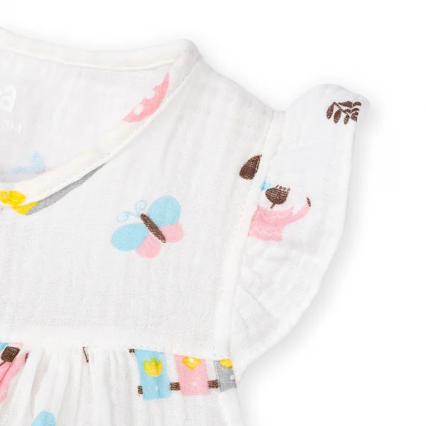 Body bé gái dài Animo G0122004 (0-12M,Trắng)