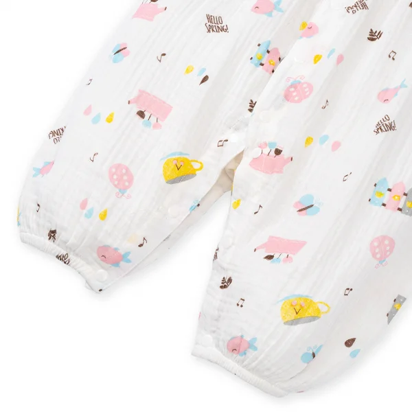 Body bé gái dài Animo G0122004 (0-12M,Trắng)