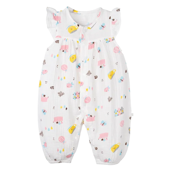 Body bé gái dài Animo G0122004 (0-12M,Trắng)