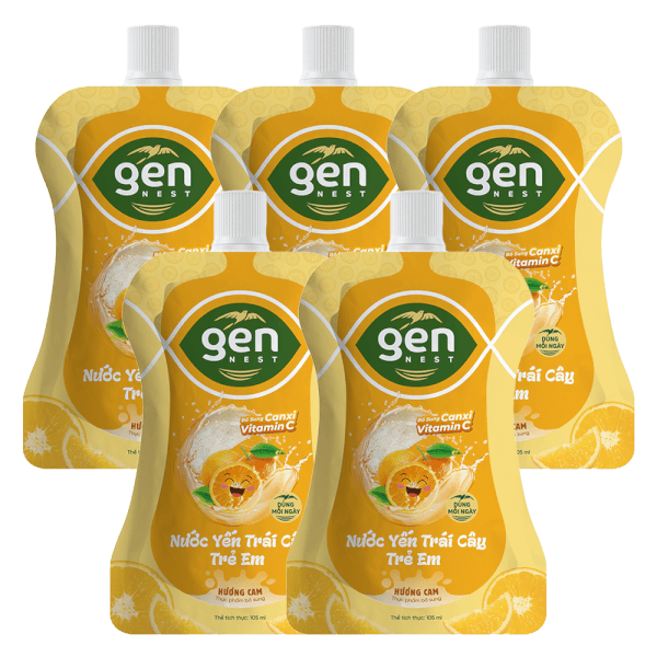 Combo 5 TUI  NUOC YEN GENNEST 105ML 5% Trẻ em Hương Cam