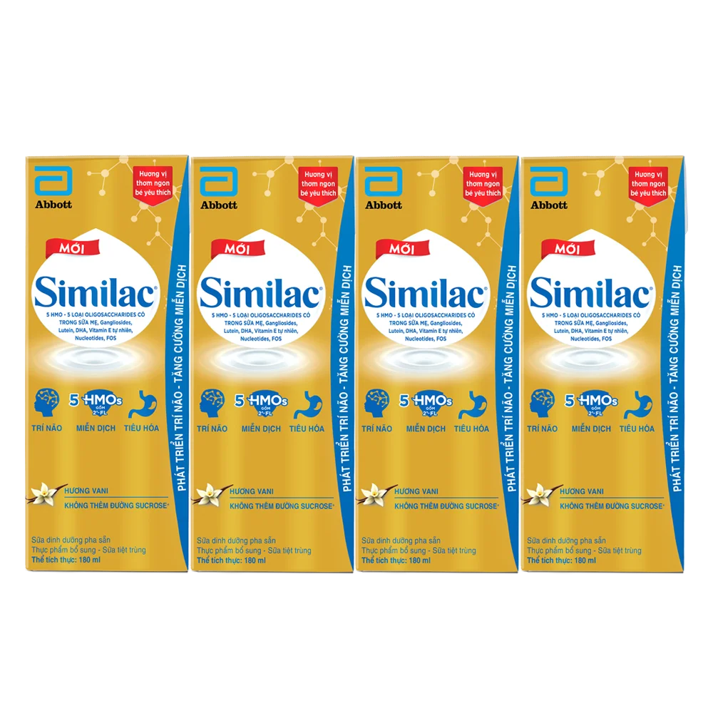 Thùng thực phẩm bổ sung Similac hương vani 180ml (Lốc 4 hộp)